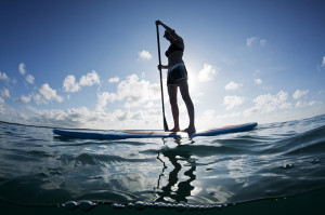 learning how to paddle board