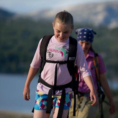 girl hiking with backpack