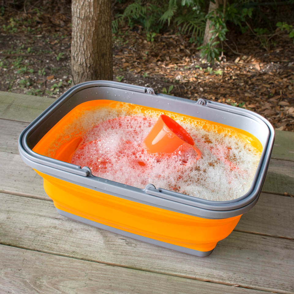 Lavabo Pieghevole UST Flexware 2.0 – 4,23 Litri, Arancione, Con Maniglie, Per Campeggio E Outdoor