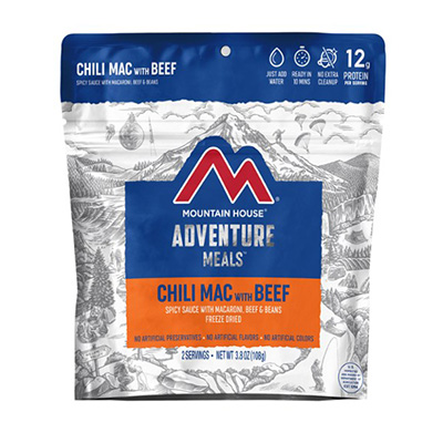 Mountain House packaging for chili mac with beef