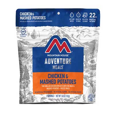Freeze dried meal of chicken and mashed potatoes