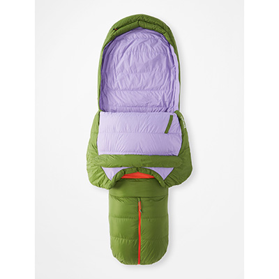 lavendar interior of sleeping bag