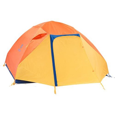 orange, yellow, and blue 4 person tent