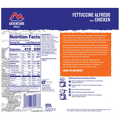 nutrition facts for fettuccine