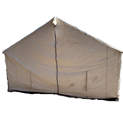 Front of canvas wall tent
